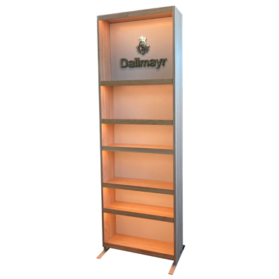 Ausstellungsregal Kaffeezeit mit Stellfüßen beleuchtet